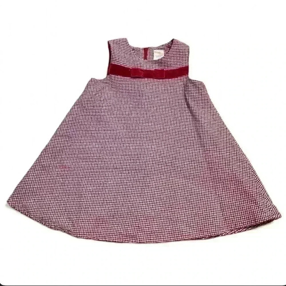 Gymboree Baby Girls' Maroon Black Houndstooth Jumper Dress 18-24 Months - Picture 1 of 6